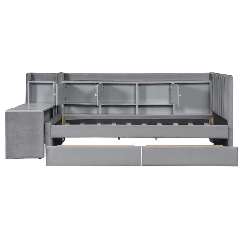 Twin Size Upholstered Daybed with Drawers