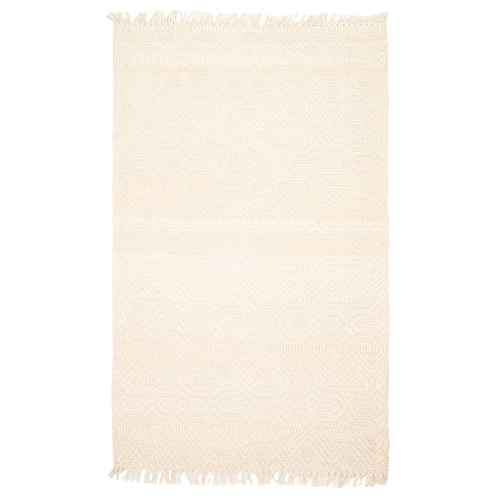 ECARPETGALLERY Braid weave Sienna Beige Wool Rug - 4'9 x 8'2