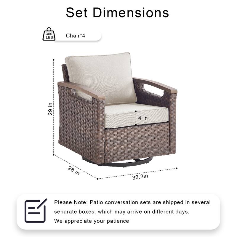 Pocassy Outdoor Swivel Chair with Cushion Set