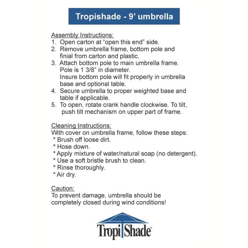 Tropishade 9 ft. Aluminum Bronze Patio Umbrella, Canvas cover