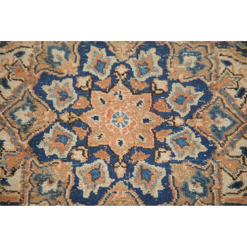Hand Knotted Oriental 100% Wool Carpet Traditional Medallion Oranges & Rust Mashad Area Rug - 9' 4'' X 6' 4''