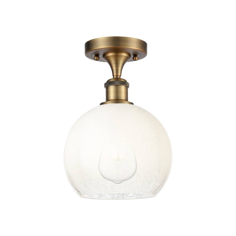 Innovations Lighting 516-1C-11-8 Brookhaven Globe Semi-Flush - Brushed Brass / Opal