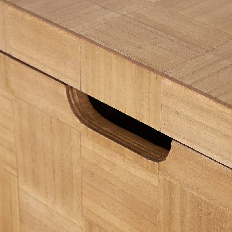 Brown Wood Handmade Decorative Trunk with Black Metal Accents and Square Patterns (Set of 2)