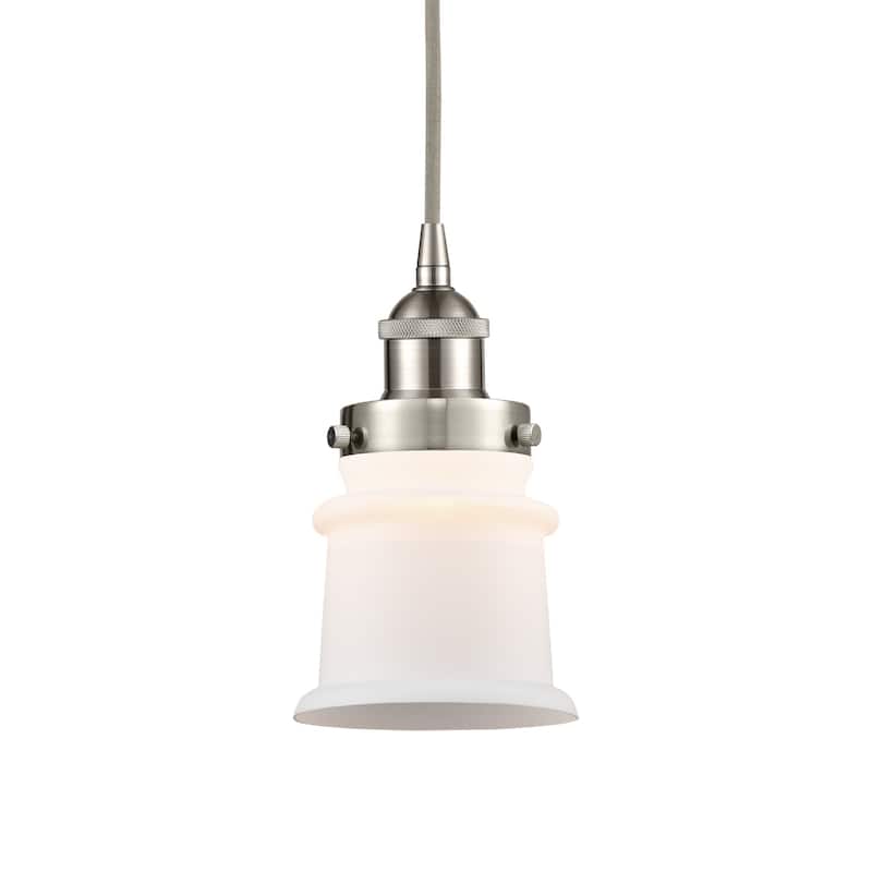 Innovations Lighting 616-1PH-9-5 Canton Pendant Canton 5" Wide Mini - Brushed Satin Nickel / Matte White