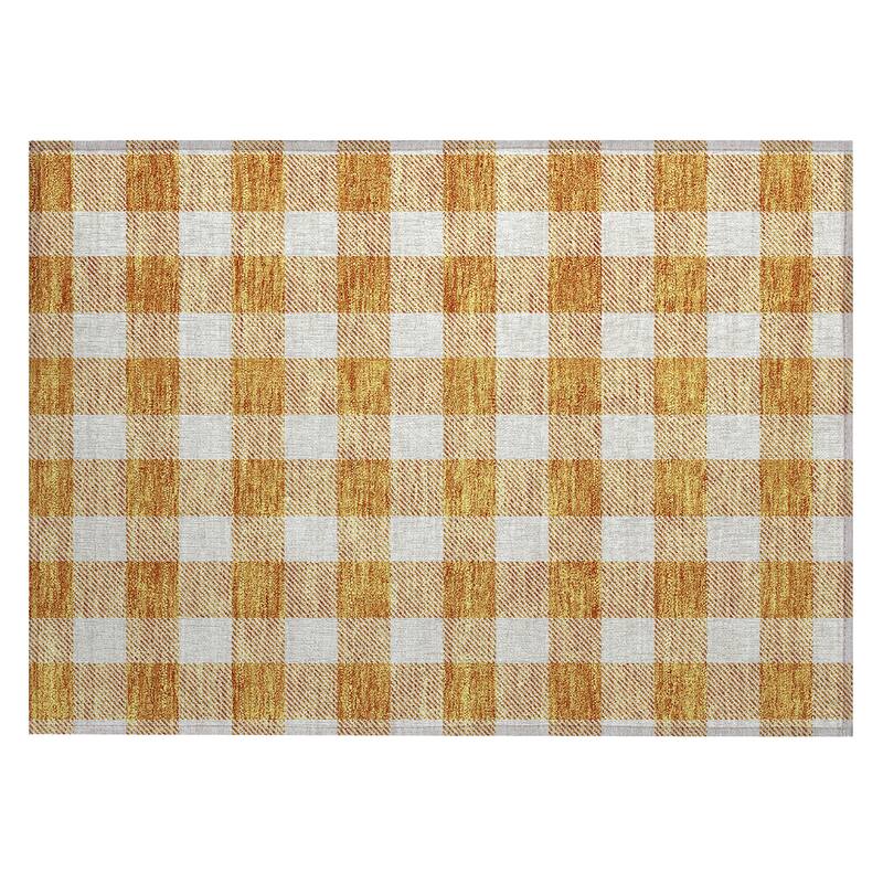 Machine Washable Indoor/ Outdoor Chantille Plaid Rug