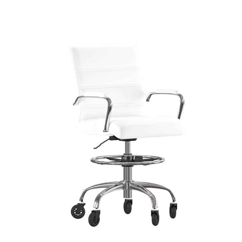 Drafting Chair with Roller Wheels, Adjustable Foot Ring
