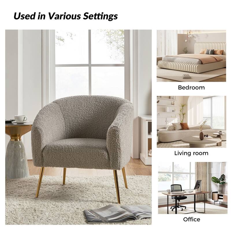 Rovigo Modern Upholstered Living Room Accent Barrel Chair with Metal Legs by HULALA HOME