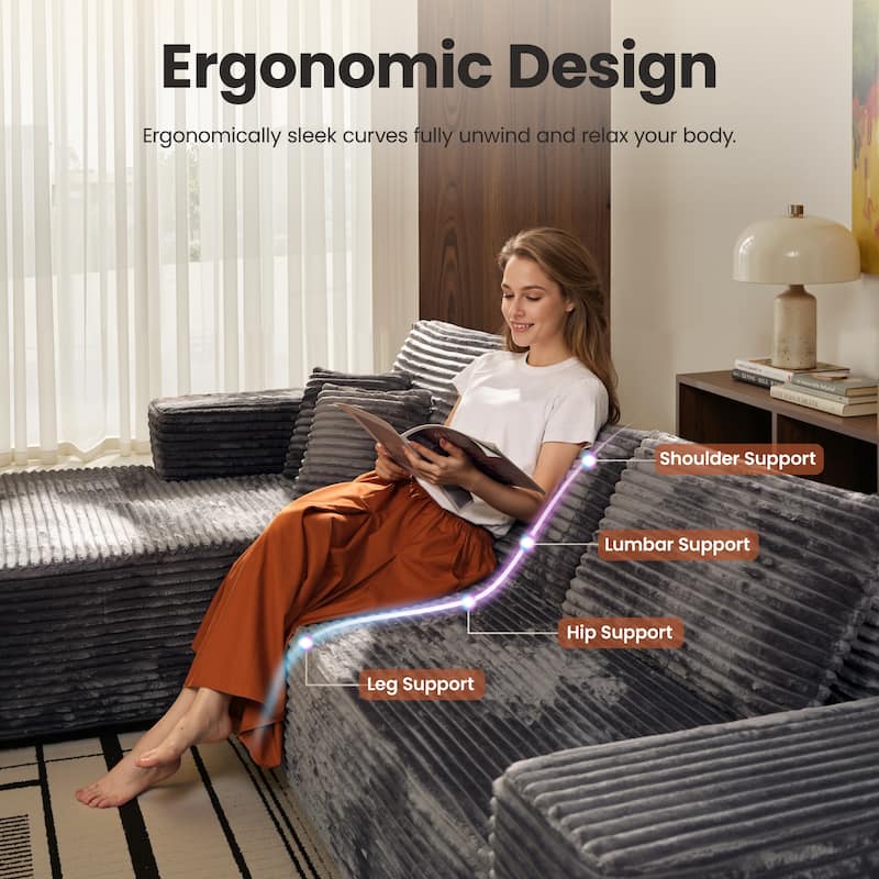 ​​OVIOS Lazy Chaise Lounge Sofa with Ottoman​