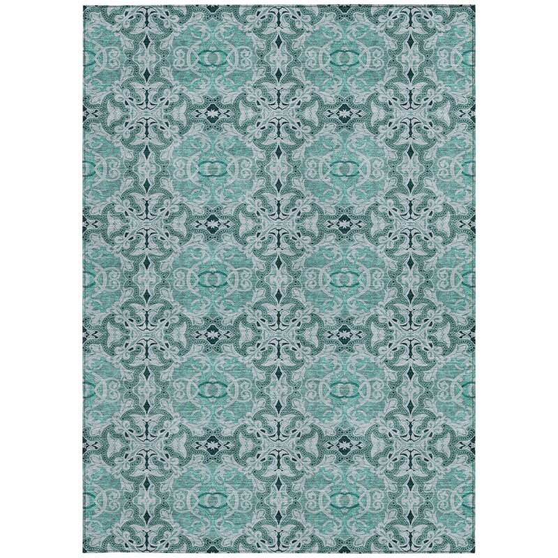 HomeRoots Medallion Transitional Rectangle Outdoor Rug