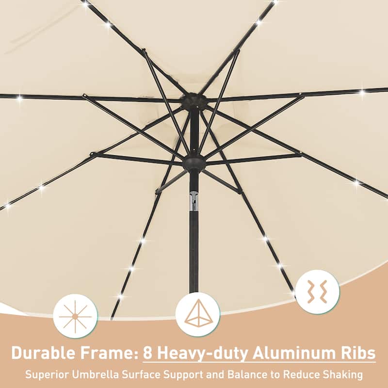 Autlaycil 10FT Solar Power LED Lights Patio Umbrella