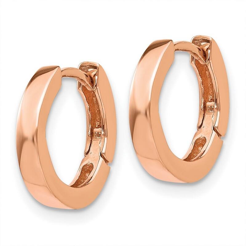 Curata 14k Rose Gold Solid Polished Squared Tube Round Hinged Hoop Earrings 9x2.5mm