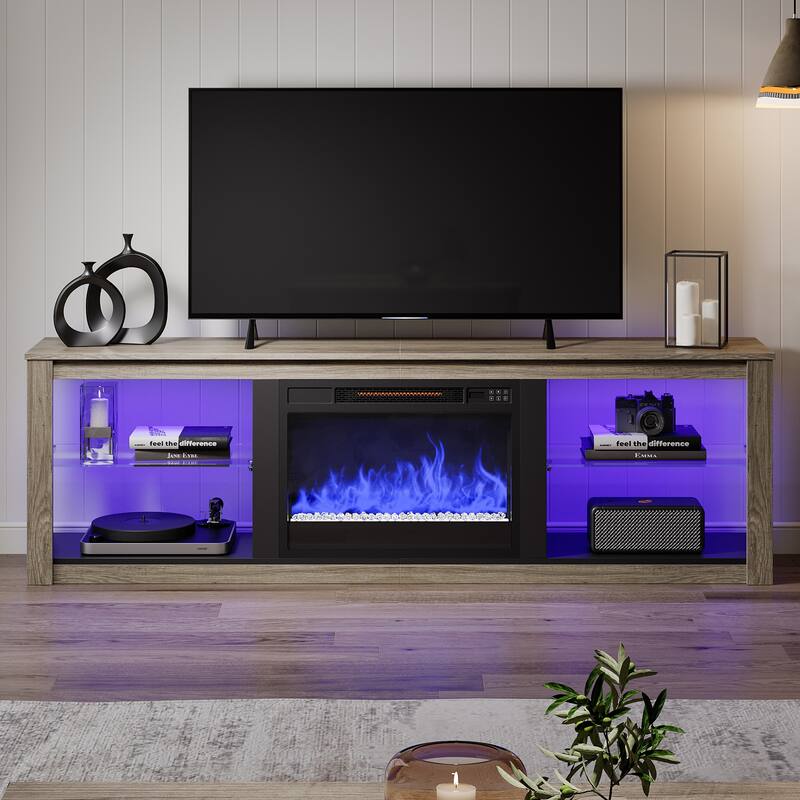 TV Stand for TVs up to 75" with Fireplace, LED Entertainment Center