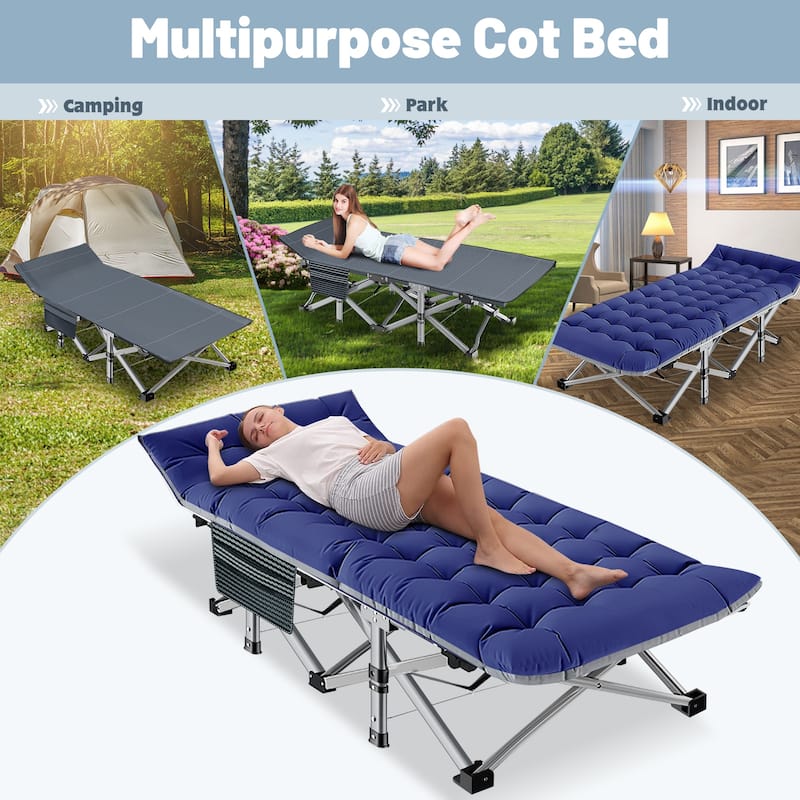 DoCred Folding Camping Bed Cot for Adults, Guest Bed with Mattress