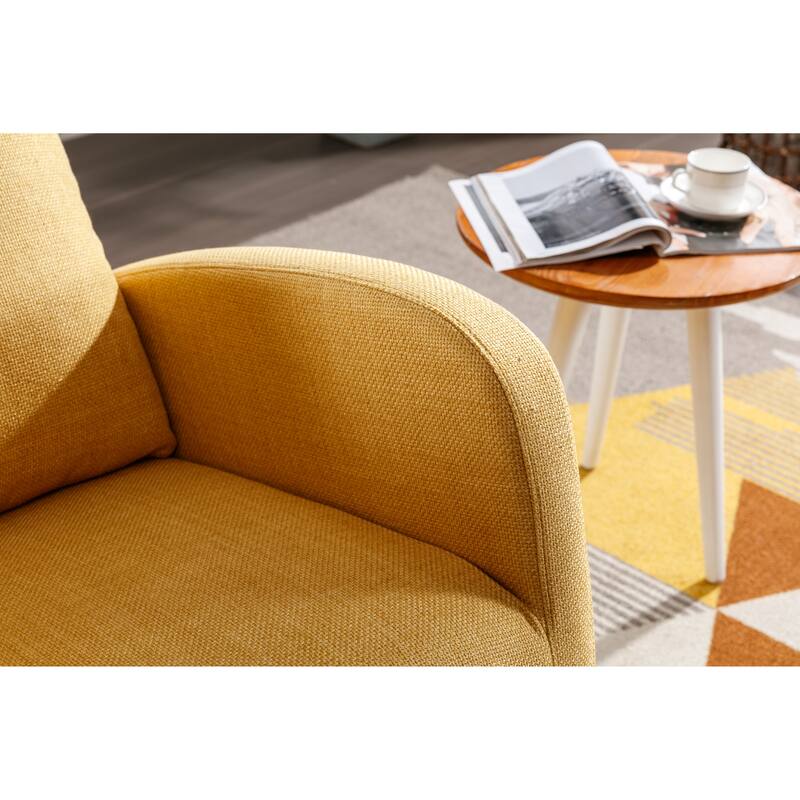 Modern 27" Upholstered Rocking Chair with Wood Legs and Side Pocket