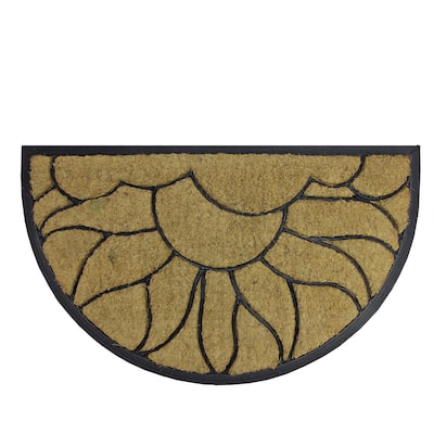 Brown and Black Sunflower Half Round Doormat 29 x 17