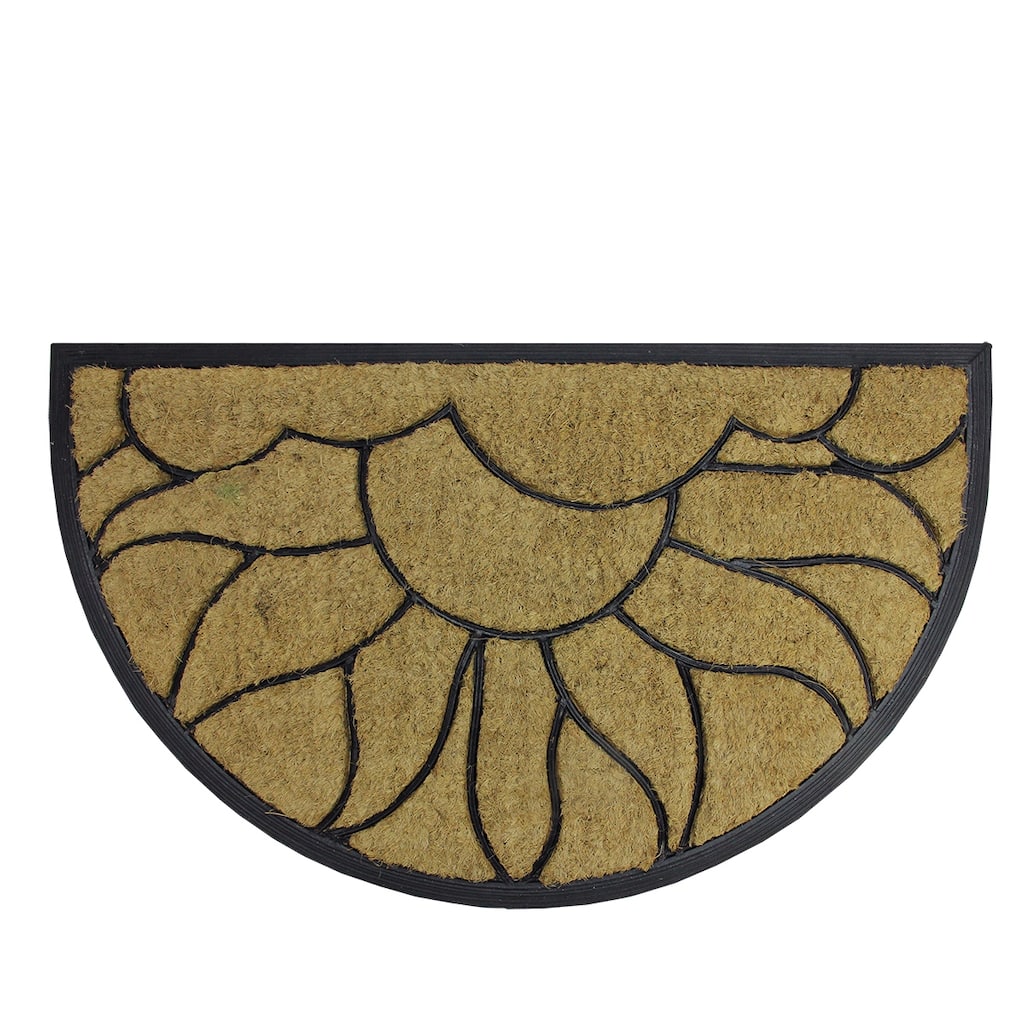 Brown and Black Sunflower Half Round Doormat 29 x 17