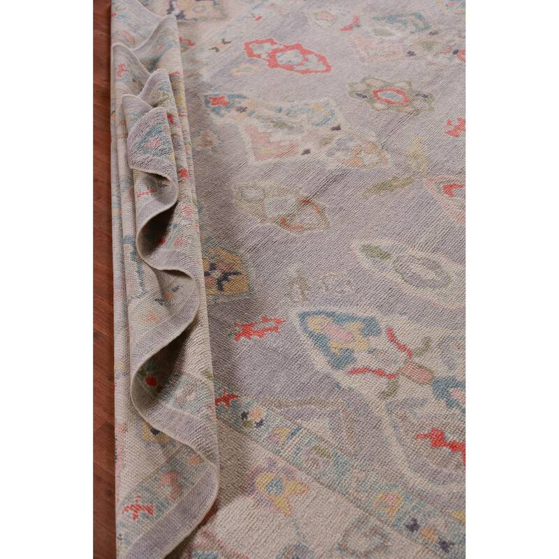 Hand Knotted Oriental 100% Wool Carpet Transitional All-Over Purples Oushak Area Rug - 12' 9'' X 8' 11''