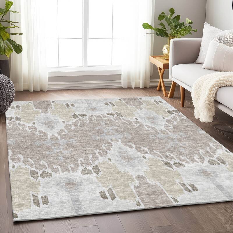 Premium Washable Super Soft Boho Ikat Mayfield Rug - Ivory - 9' x 12' - Rectangle