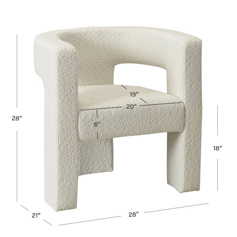 KINWELL 28" Wide Boucle Upholstered Square Armchair (Set of 2)