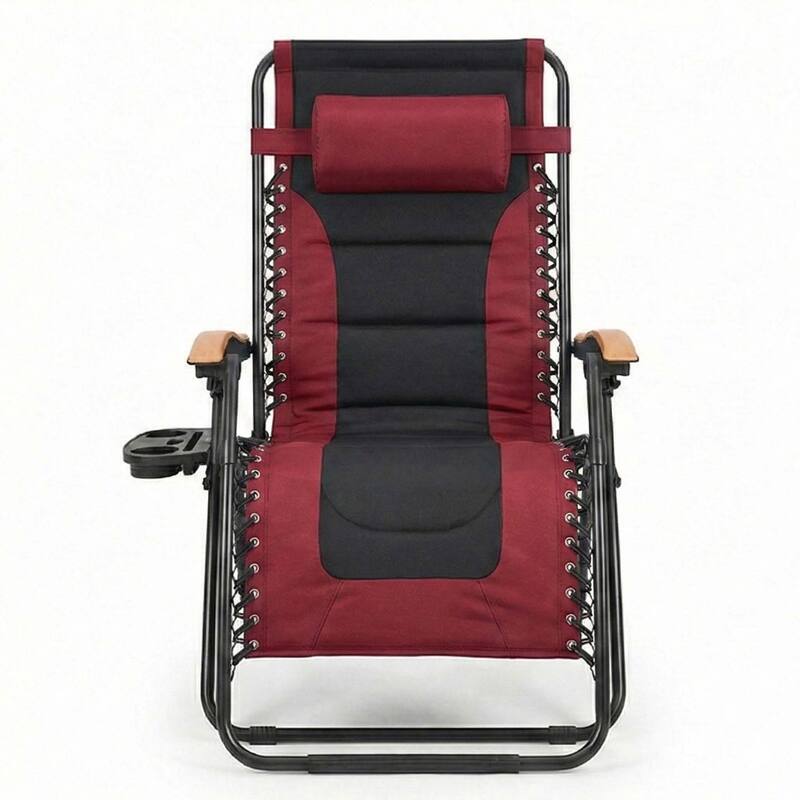 Oversized Padded Zero Gravity Chair,Foldable Patio Recliner,30"Wide Seat Anti Gravity Lounger with Cup Holder,Support 400 LBS