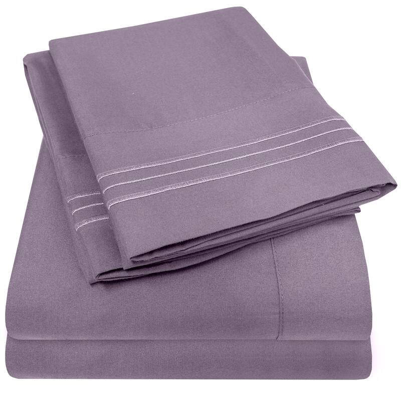 Deep Pocket Soft Microfiber 4-piece Solid Color Bed Sheet Set - Queen - Plum