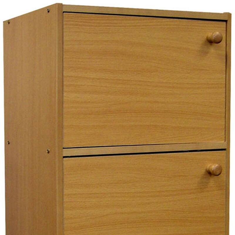 Vertical Natural Wood Bookcase with Doors and Shelves Perfect for Bedroom Storage and Display