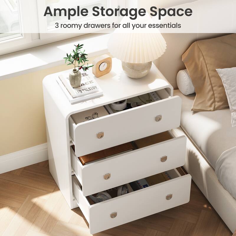 Painted 3-Drawer Nightstand for Bedroom