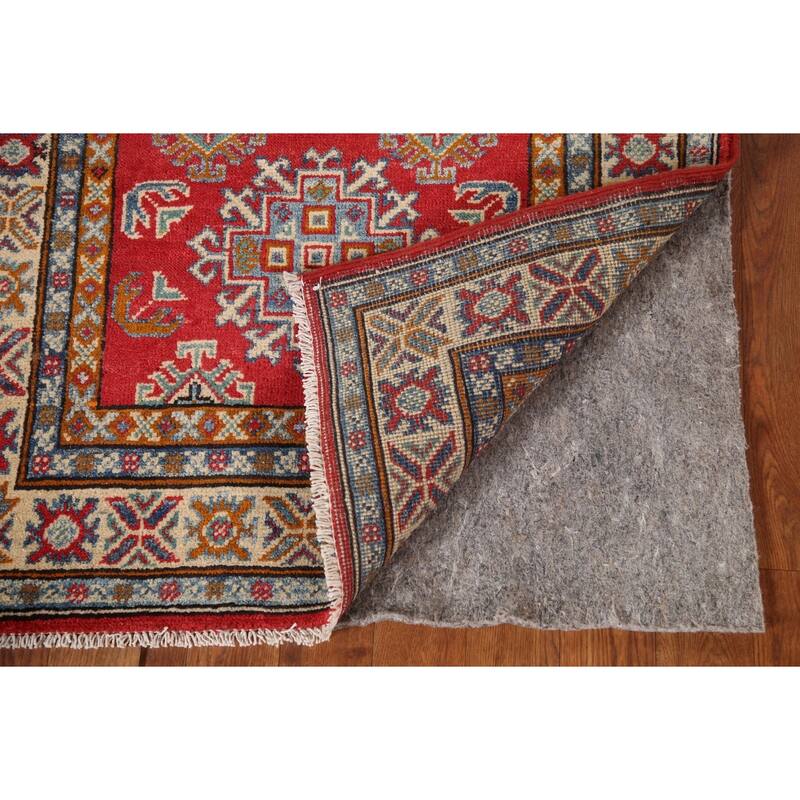 Kazak Oriental Accent Rug Hand-Knotted Red Geometric Wool Carpet - 2'8"x 4'1"