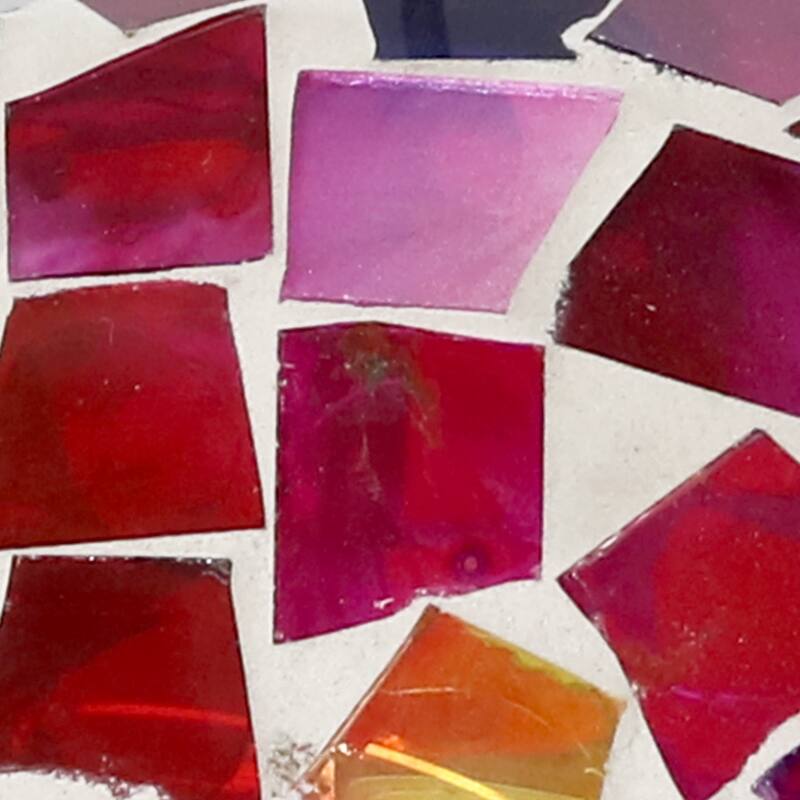 Outdoor Hanging Bird Feeder Crimson Glass Mosaic Fly-Through - 7"