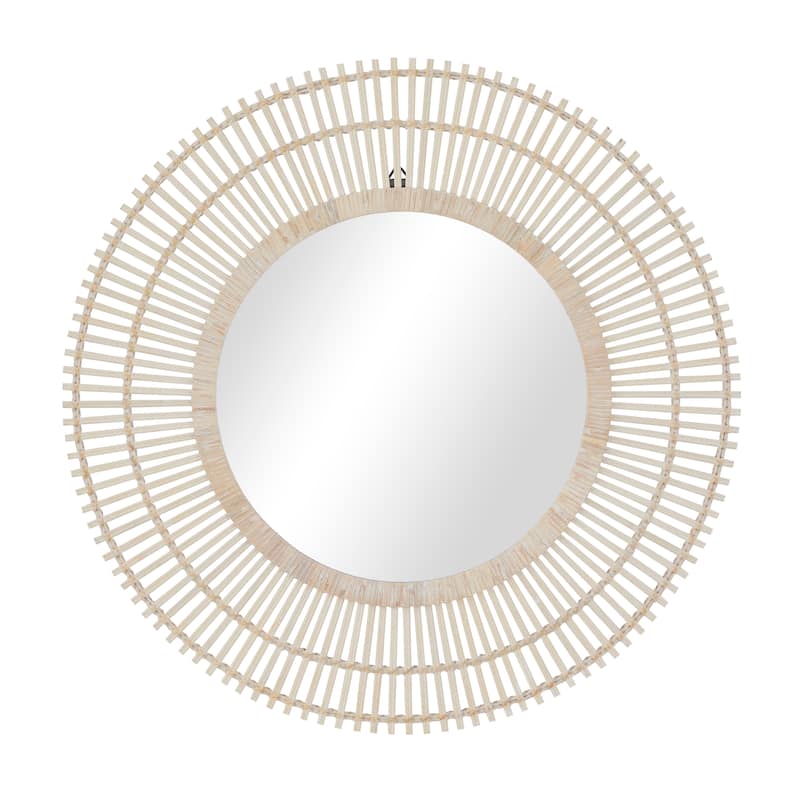 Bamboo Wood Starburst Handmade Stick Wall Mirror - Cream or Brown - Roche River Decor - Cream