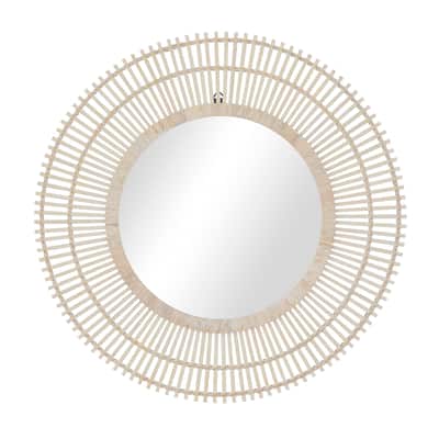 Bamboo Wood Starburst Handmade Stick Wall Mirror - Cream or Brown - Roche River Decor