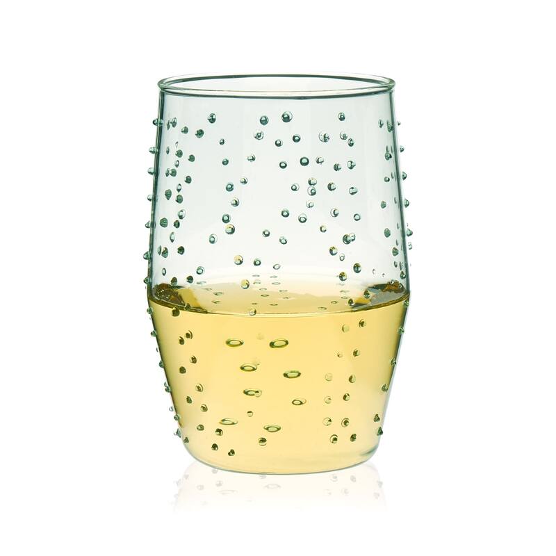Libbey Prologue Nymph Handmade Dot Tumbler Glasses, Sea Foam, Set of 8 - Set of 8