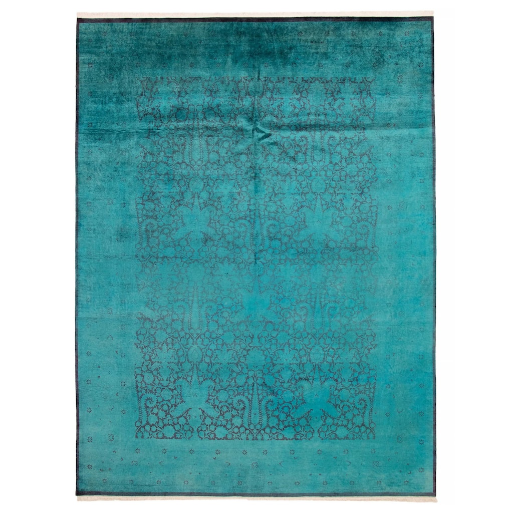 ECARPETGALLERY Hand-knotted Vibrance Turquoise Wool Rug - 8'11 x 11'8