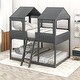 preview thumbnail 2 of 6, Gray Playful Full Over Full Wood Bunk Bed with Playhouse-Inspired Design