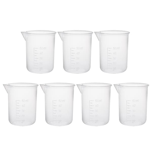 7pcs Clear Measuring Cup Labs PP Plastic Graduated Beakers 50ml ...