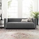 preview thumbnail 1 of 8, Silver Orchid Rosar Channel Tufted Velvet Sofa Gray