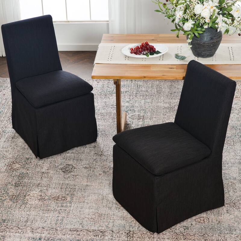 KINWELL Performance Fabric Slipcover Dining Chair Side Chair With Casters