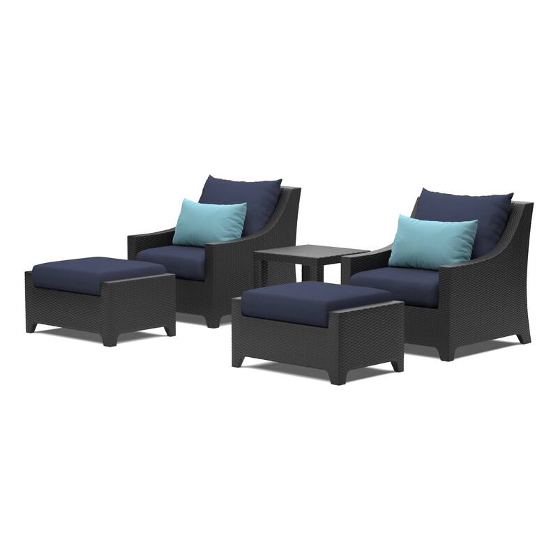 Deco 5 Piece Sunbrella Outdoor Patio Club Chair & Ottoman Set