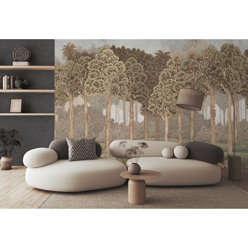 Serene Greenery and Blooming Trees Wallpaper Mural