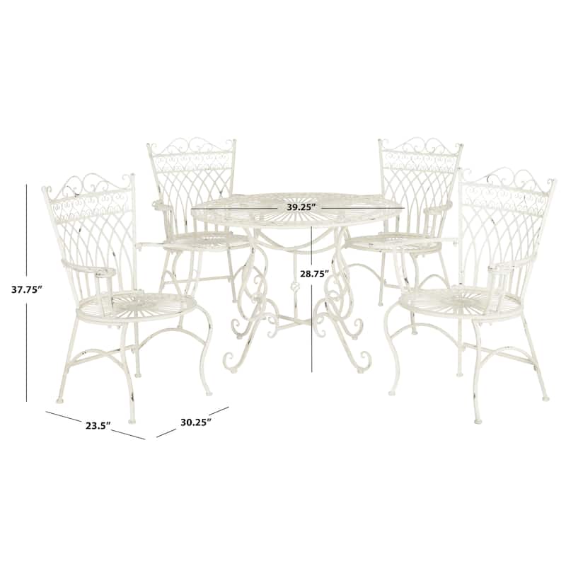 SAFAVIEH Jaylene Victorian Scroll Iron 5-Piece Outdoor Patio Set - 39Wx39Dx29H