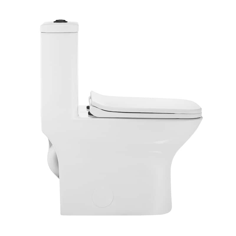 Charme One Piece Square Toilet Dual Flush, Black Hardware - 25.8" x 14.95" 29.95"