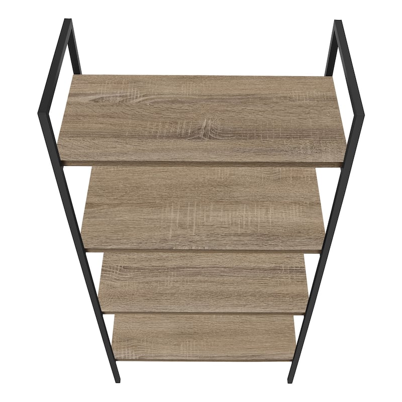 48-Inch High 3-Tier Corner Bookcase with Open Shelves in Taupe Finish for Compact Home or Office Storage - 23.75
