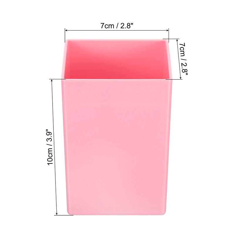 Pencil Holder, Plastic Makeup Brush Holder Square Desktop Organizer - Pink