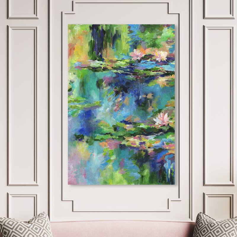 Wynwood Studio Abstract Doll Memories - River inspiration Blue and Light Green Modern & Contemporary Wall Art Canvas Print - 54 x 36