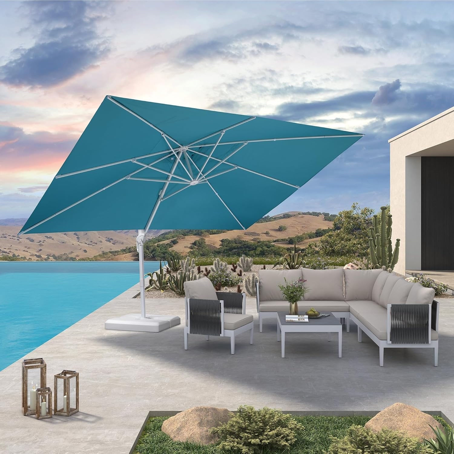 PURPLE LEAF 10 x 13 ft White Cantilever Patio Umbrella with 360 Degree Rotation