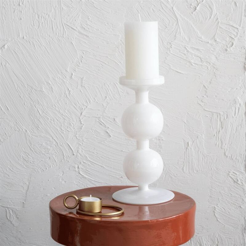Candle Holder Recycled Glass Bulb - White Co