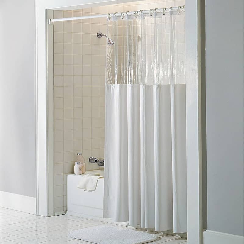 Sweet Home Collection Heavy Duty Vinyl Shower Curtain See Through Top, 10-Gauge