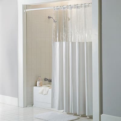 Sweet Home Collection Heavy Duty Vinyl Shower Curtain See Through Top, 10-Gauge