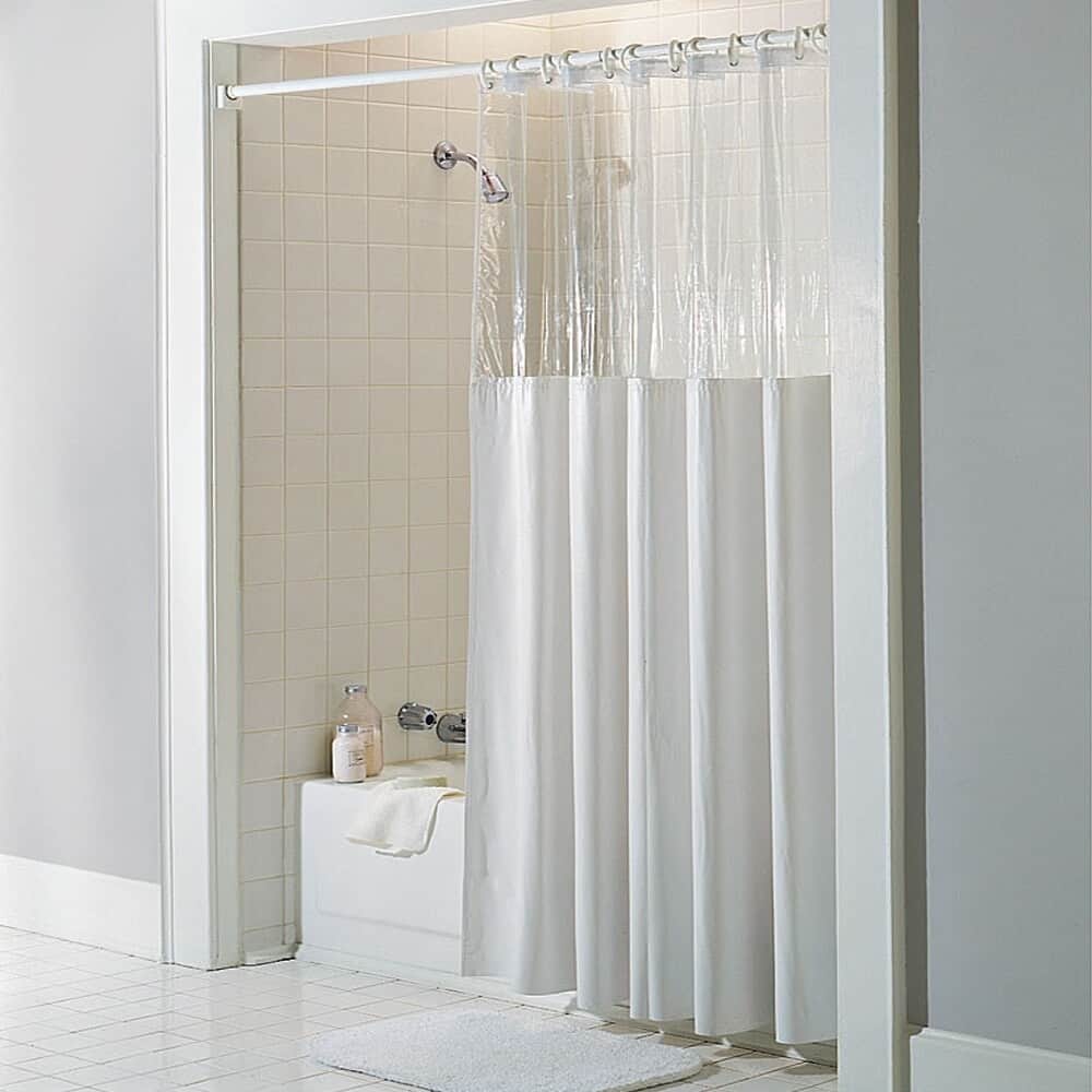 Sweet Home Collection Heavy Duty Vinyl Shower Curtain See Through Top, 10-Gauge