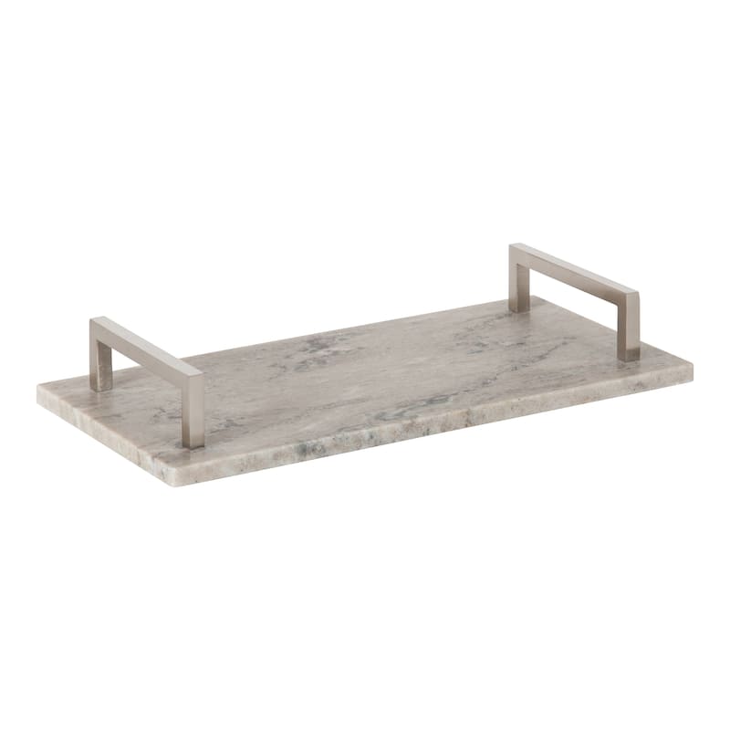 Kate and Laurel Graycott Decorative Marble Tray - 8x16 - Beige